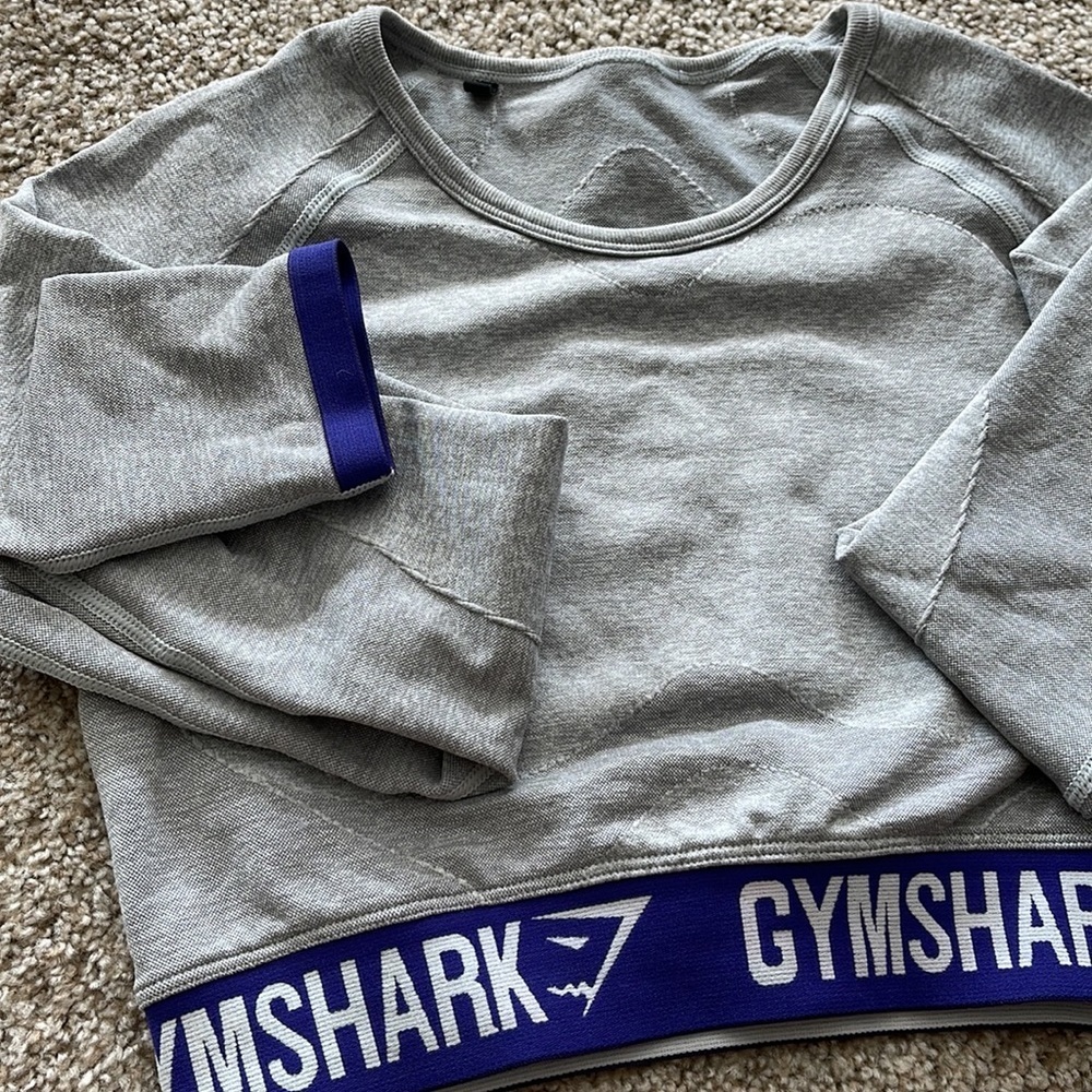 GYMSHARK Seamless Flex Long Sleeve Grey/Purple Marl - Picture 3 of 4